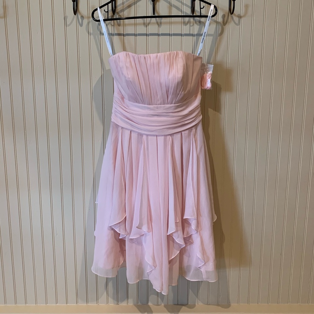 Pink David’s Bridal Strapless Dress